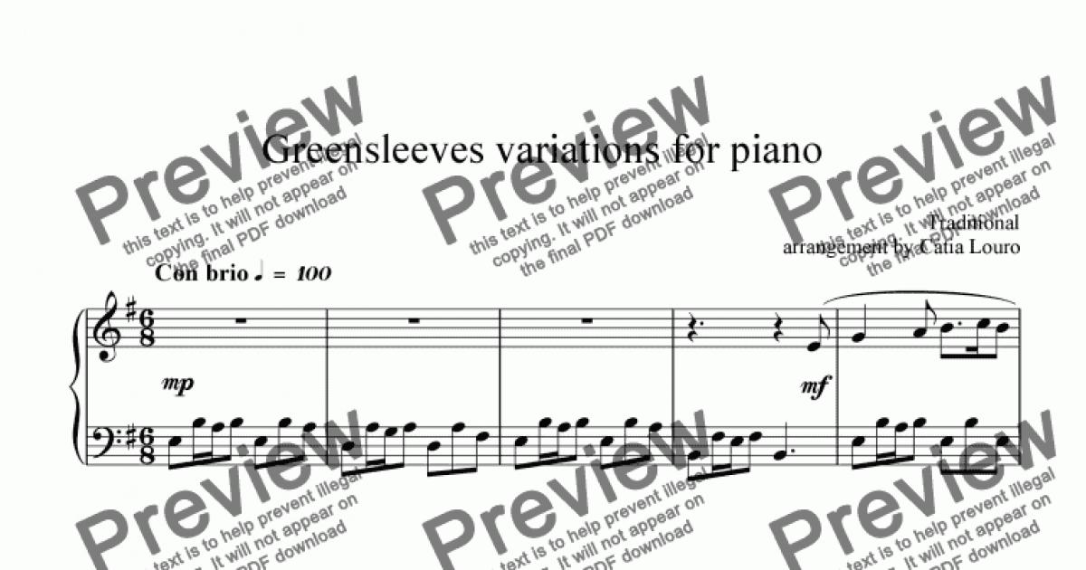 Greensleeves Variations For Piano Download Sheet Music Pdf File