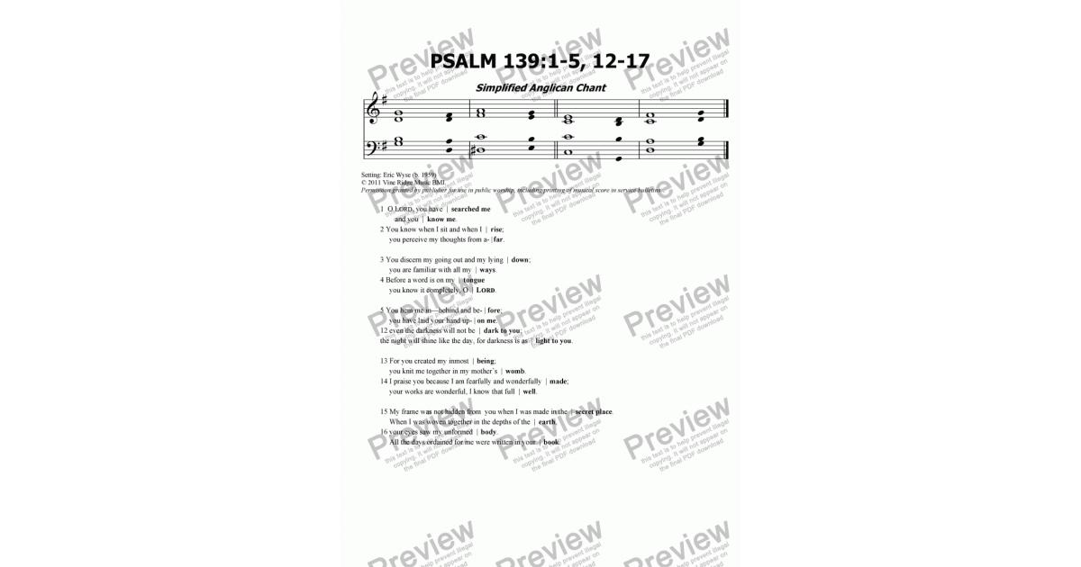 Psalm 1391 5 12 17 For Choir Keyboard By Eric Wyse Sheet Music Pdf File To Download