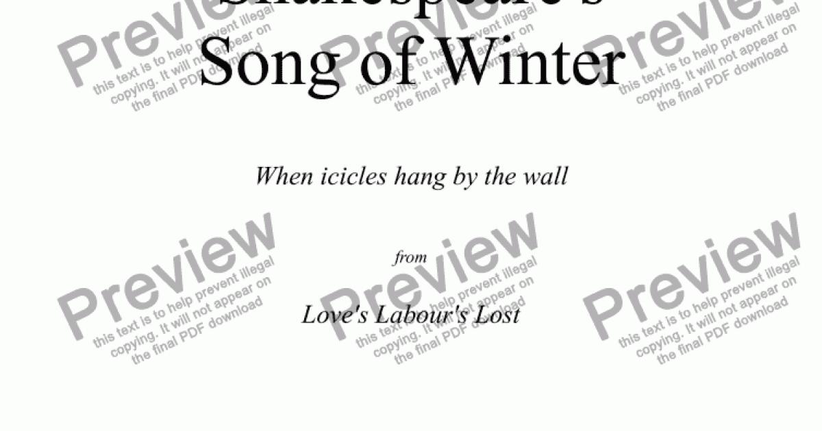 Shakespeare’s Song of Winter (When icicles hang by the wall) - Buy PDF