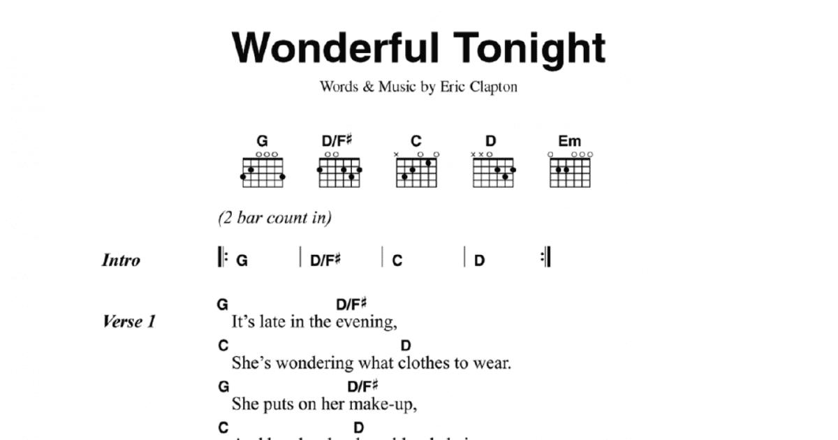 you look wonderful tonight guitar chords
