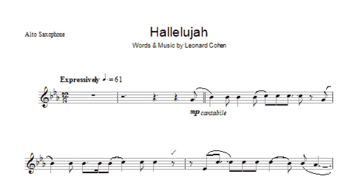 Hallelujah Alto Sax Solo Print Sheet Music Now