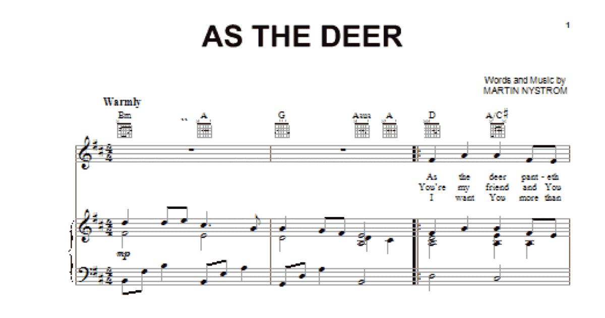 As The Deer (Piano, Vocal & Guitar Chords (RightHand Melody))