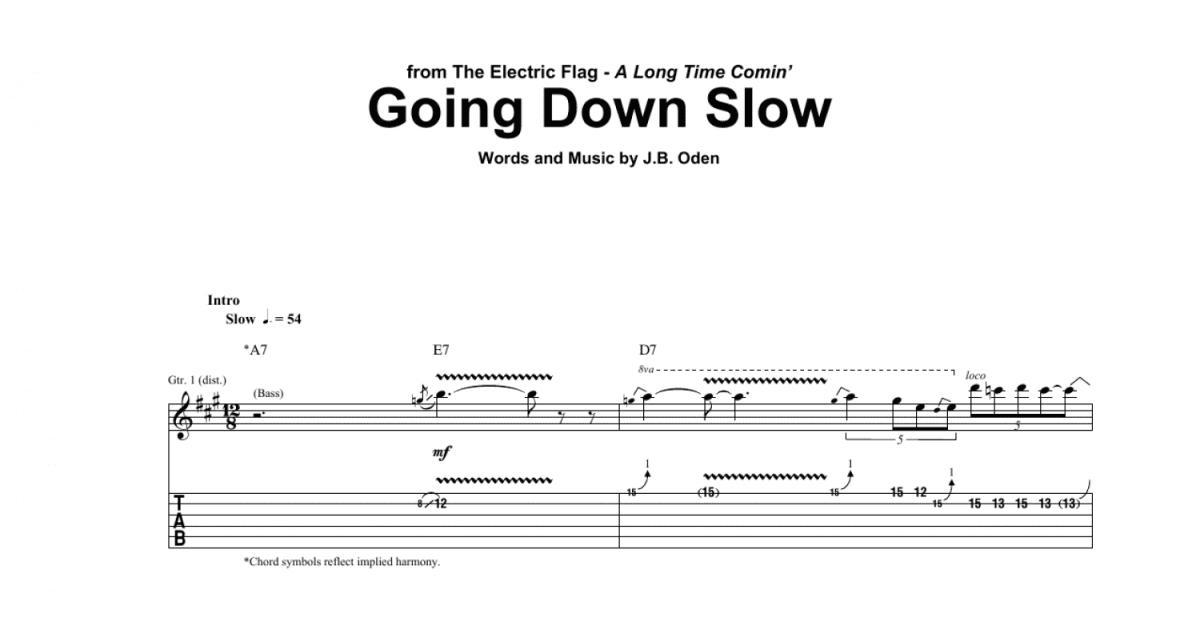 Going Down Slow (Guitar Tab) - Print Sheet Music Now