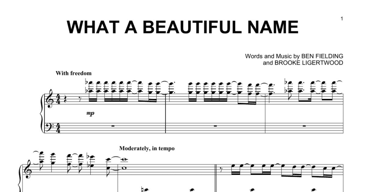 What A Beautiful Name Piano Solo Print Sheet Music Now