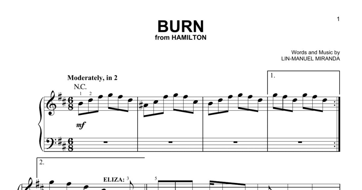 Burn (from Hamilton) (Easy Piano) - Print Sheet Music Now