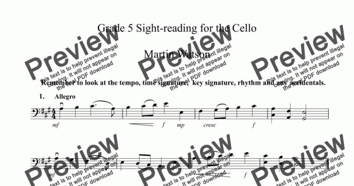 Grade 5 Sight-reading for the Cello by Martin Watson - Sheet Music PDF