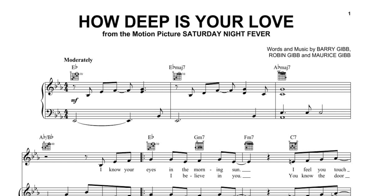 How Deep Is Your Love Piano Vocal Guitar Chords Right Hand Melody   218666 