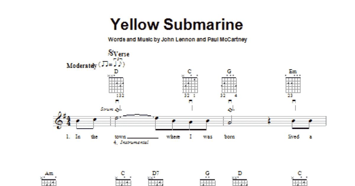 Yellow Submarine (Easy Guitar) - Print Sheet Music Now