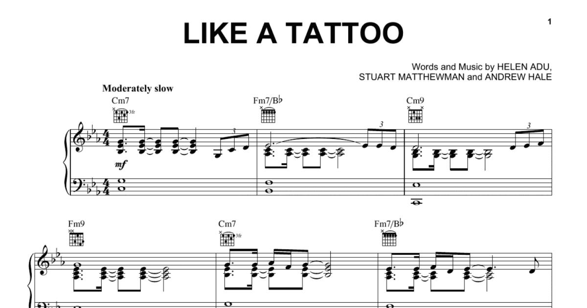 Like A Tattoo (Piano, Vocal & Guitar Chords (RightHand Melody))