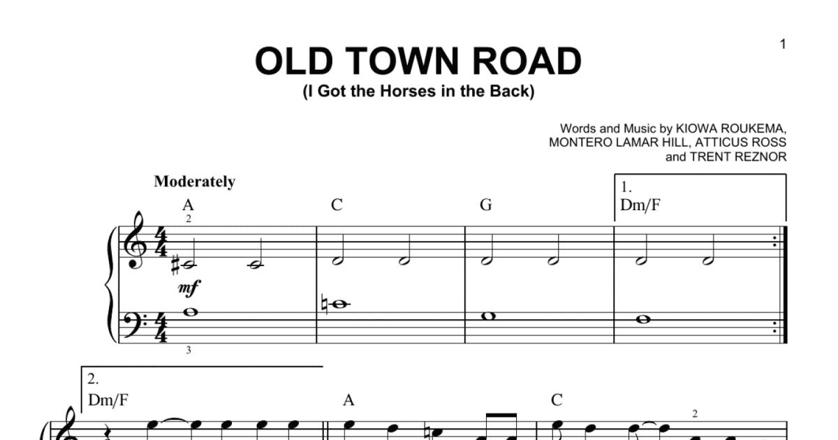 Old Town Road (I Got The Horses In The Back) (Easy Piano) - Print Now