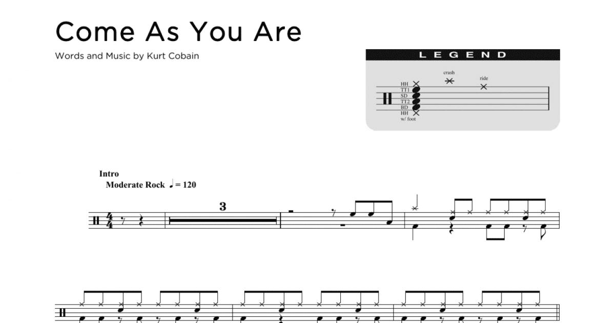 Come As You Are (Drum Chart) - Print Sheet Music Now