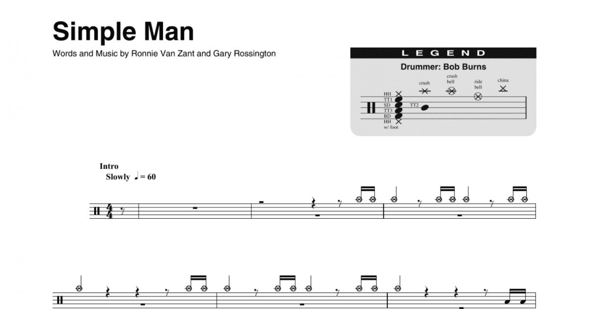 Simple Man (Drums Transcription) - Print Sheet Music Now