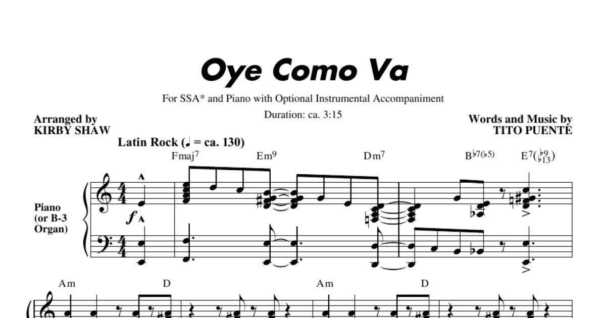 Oye Como Va Arr Kirby Shaw Ssa Choir Print Sheet Music Now