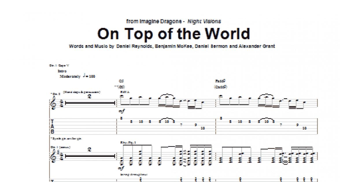 On Top Of The World (Guitar Tab) Print Sheet Music Now