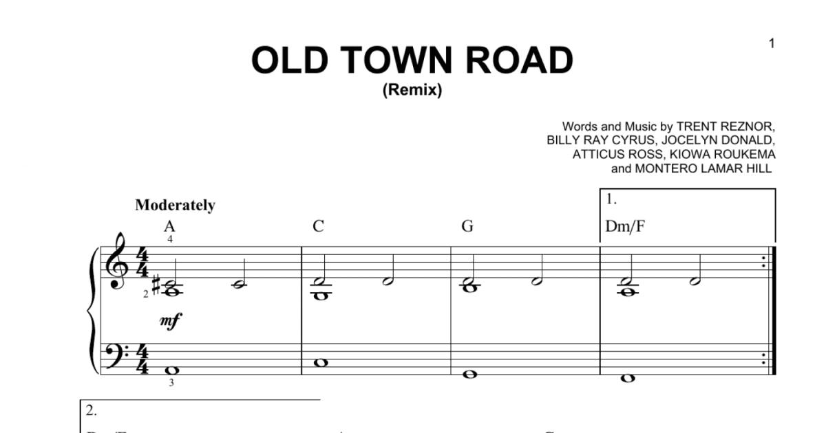 Old Town Road (Remix) (Easy Piano) - Print Sheet Music Now