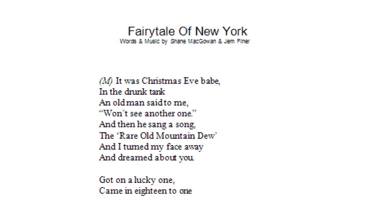 fairytale of new york lyrics