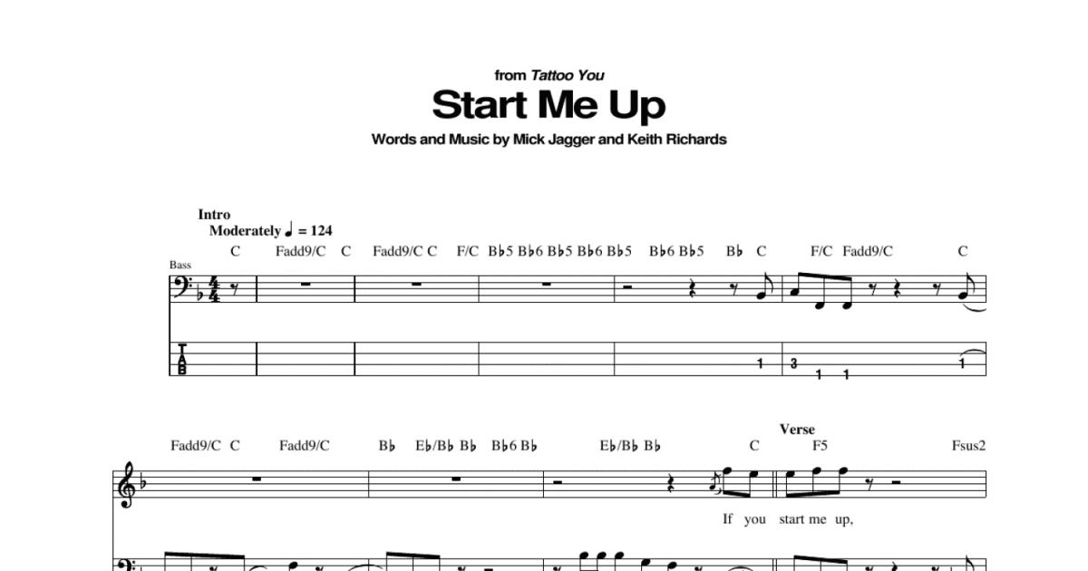 Start Me Up (Bass Guitar Tab) - Print Sheet Music Now