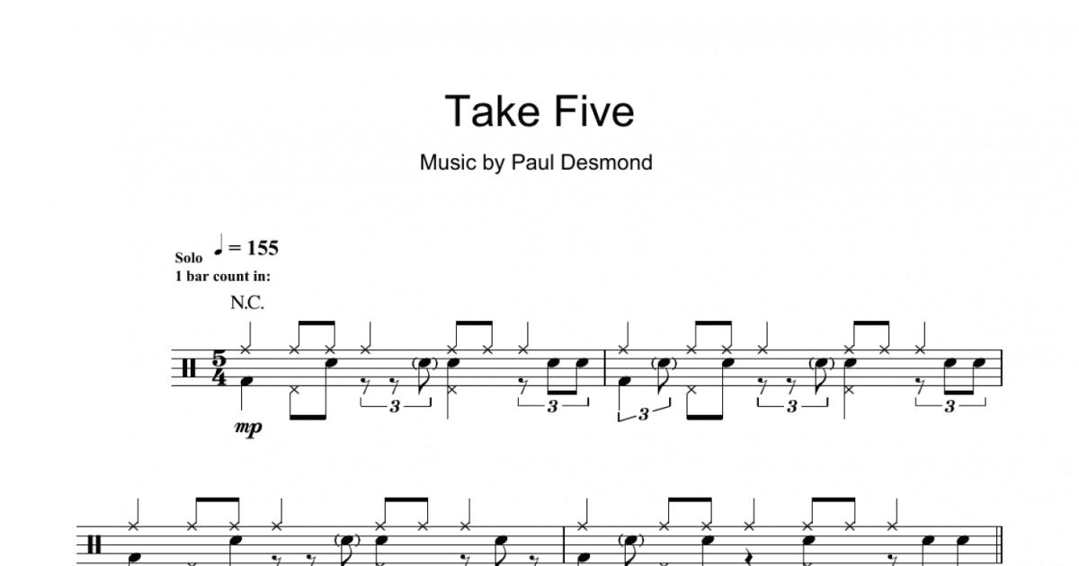 Take Five Drums Print Sheet Music Now 