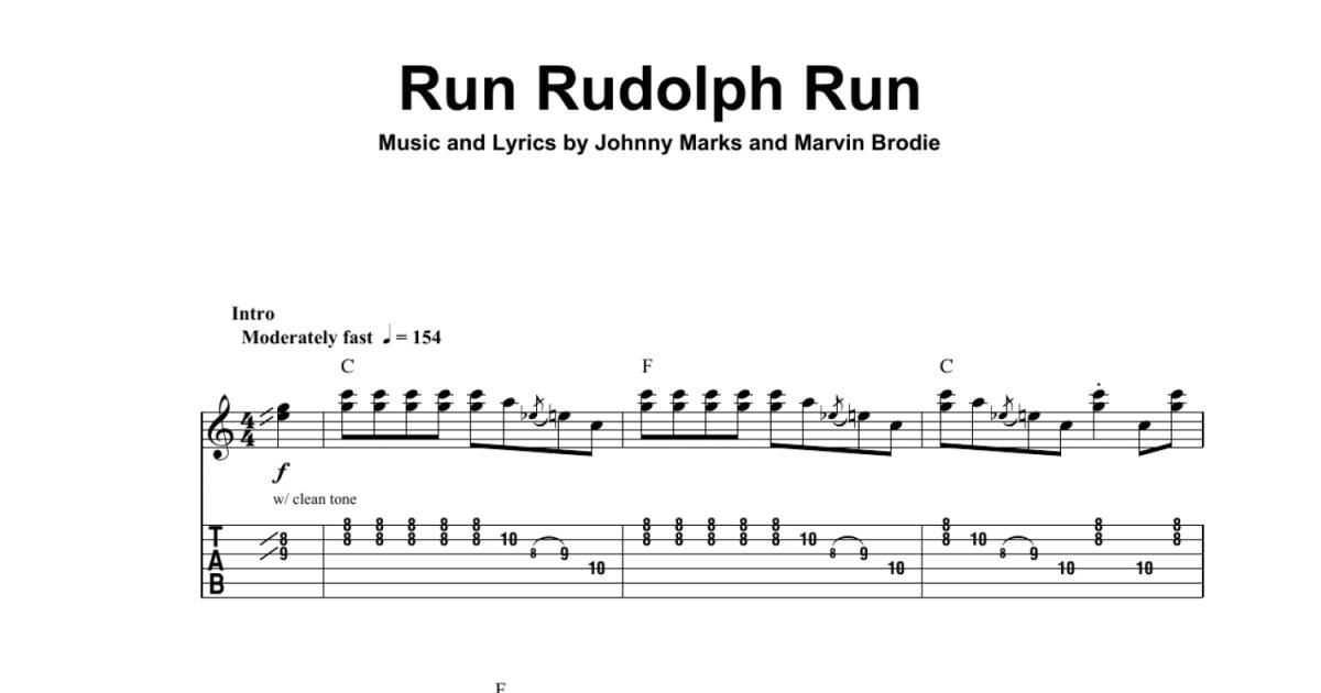 run-rudolph-run-easy-guitar-tab-print-sheet-music-now