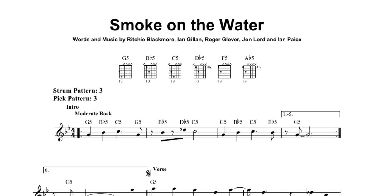 Smoke On The Water (Easy Guitar) Print Sheet Music Now