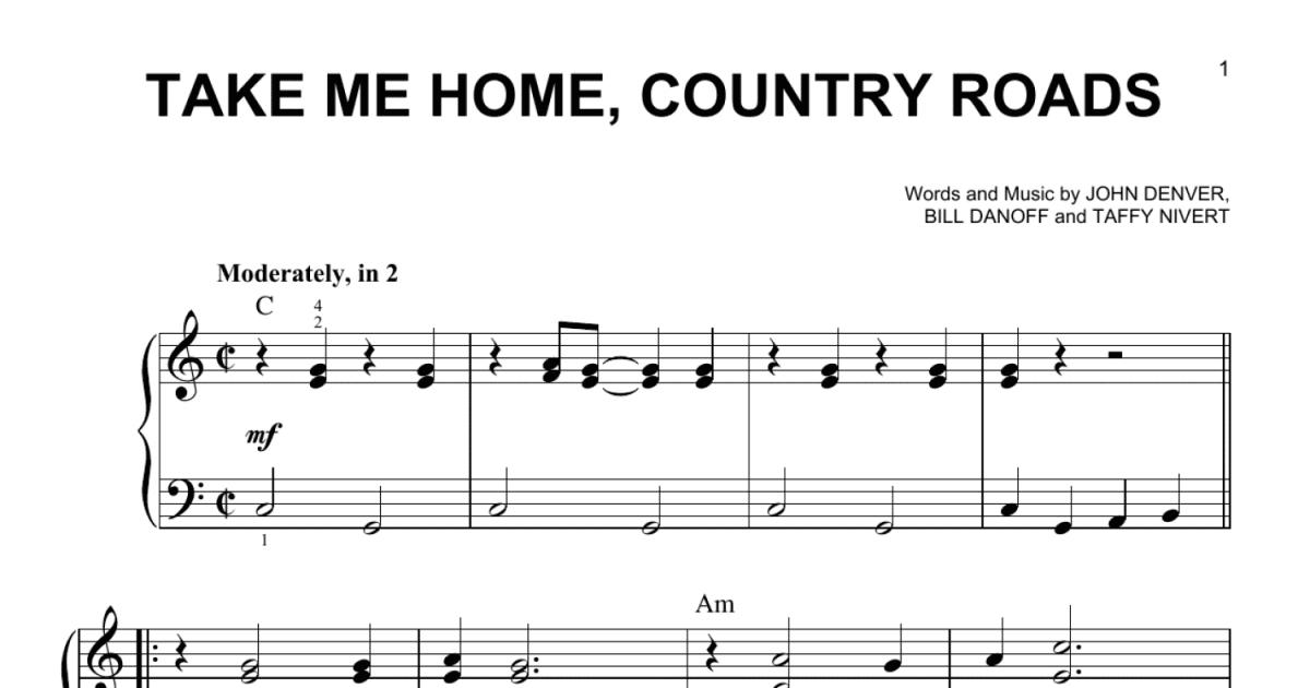 Take Me Home, Country Roads (Easy Piano) - Print Sheet Music Now