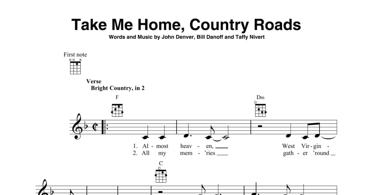 Take Me Home, Country Roads (Banjo Tab) - Print Sheet Music Now