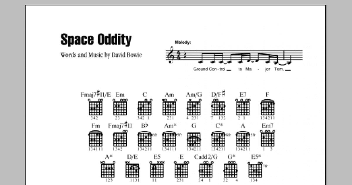 Space Oddity (Guitar Chords/Lyrics) - Print Sheet Music Now