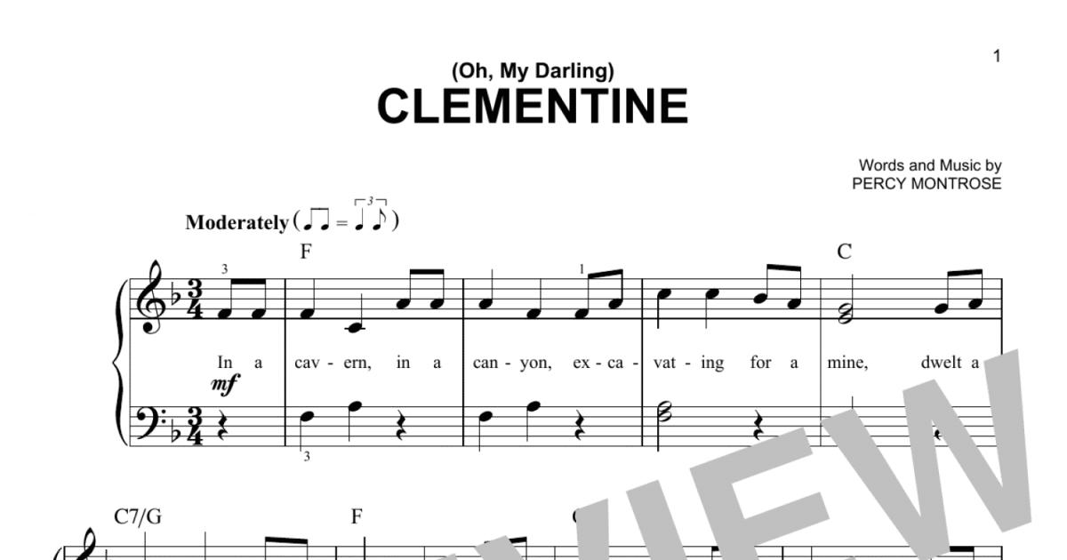 Oh My Darling Clementine Easy Piano Print Sheet Music Now