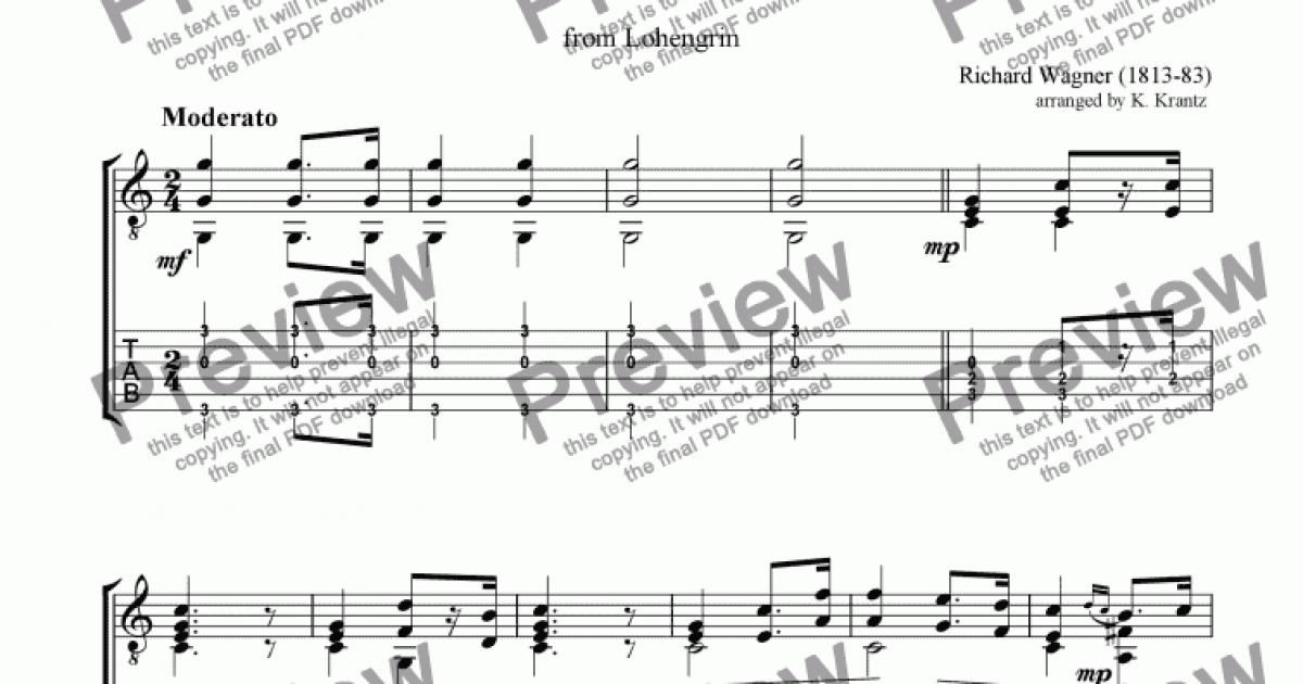 Bridal Chorus From Lohengrin Here Comes The Bride For Guitar Solo Tab