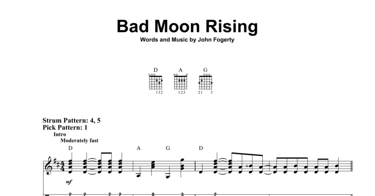 Bad Moon Rising (Easy Guitar Tab) Print Sheet Music Now