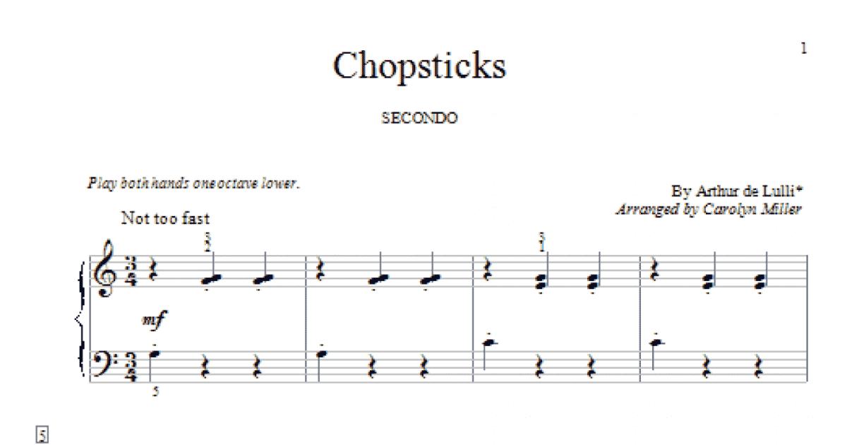 Chopsticks (Piano Duet) Print Sheet Music Now