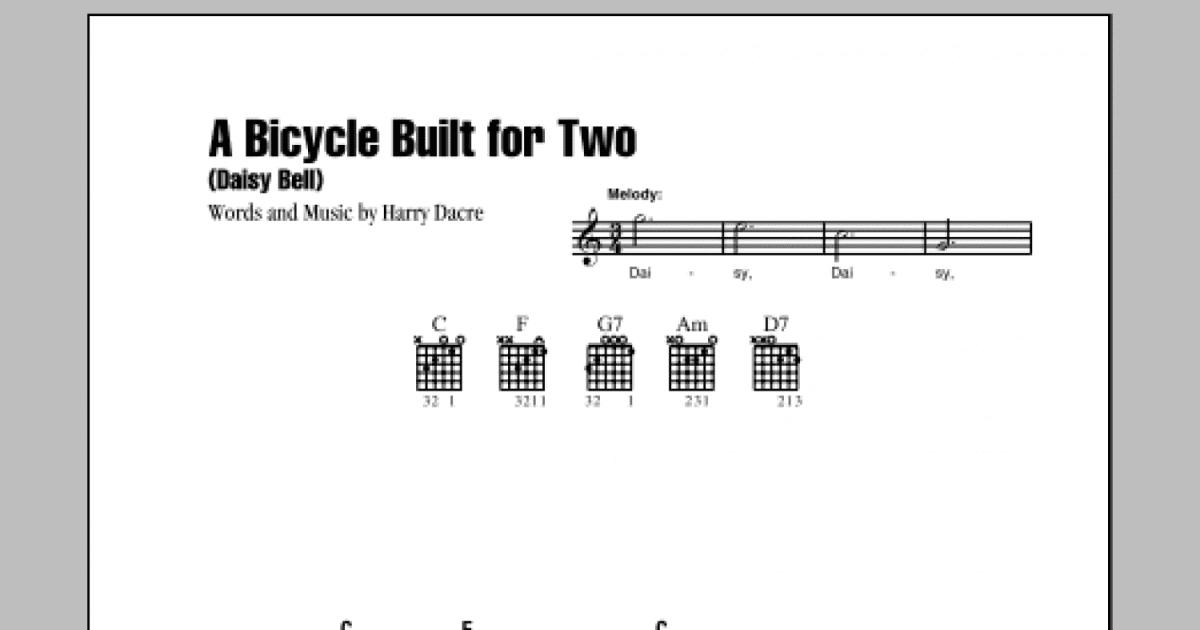 A Bicycle Built For Two Daisy Bell Guitar Chords Lyrics Buy Now