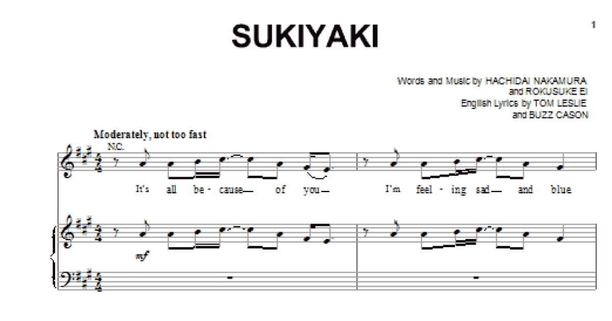 Sukiyaki (Piano, Vocal & Guitar Chords (Right-Hand Melody)) - Buy Now!