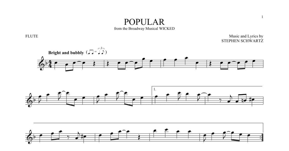 Popular (from Wicked) (Flute Solo) - Print Sheet Music Now