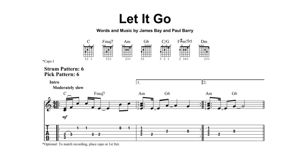 Let It Go (Easy Guitar Tab) Print Sheet Music Now