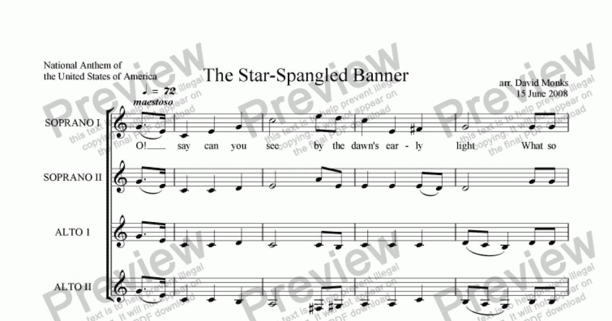 Star Spangled Banner for String Quartet - Easy/Elementary by John Stafford  Smith - String Quartet - Digital Sheet Music