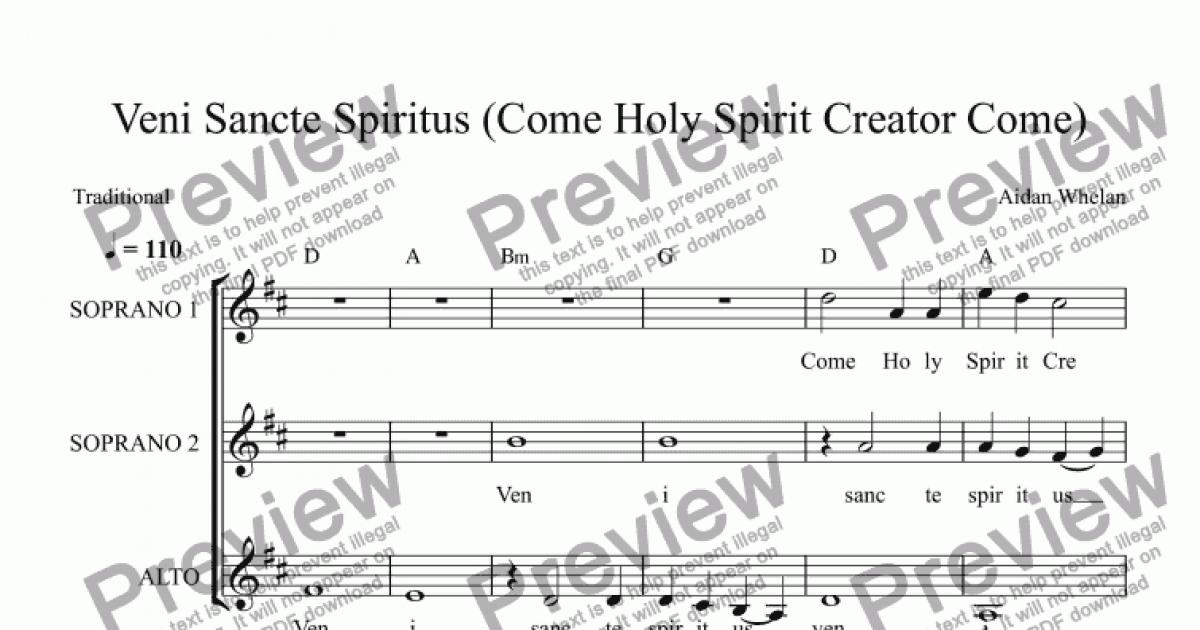 Veni Sancte Spiritus Come Holy Spirit Creator Come Sheet Music Pdf 1534