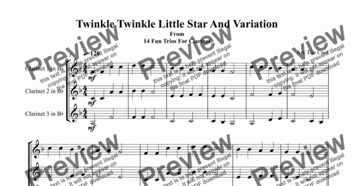 Twinkle, Twinkle, Little Star B-Flat Instrument Sheet Music (Lead