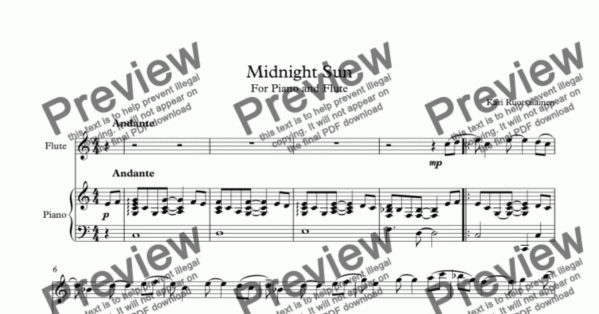 Midnight Sun for Flute and Piano - Download Sheet Music PDF file