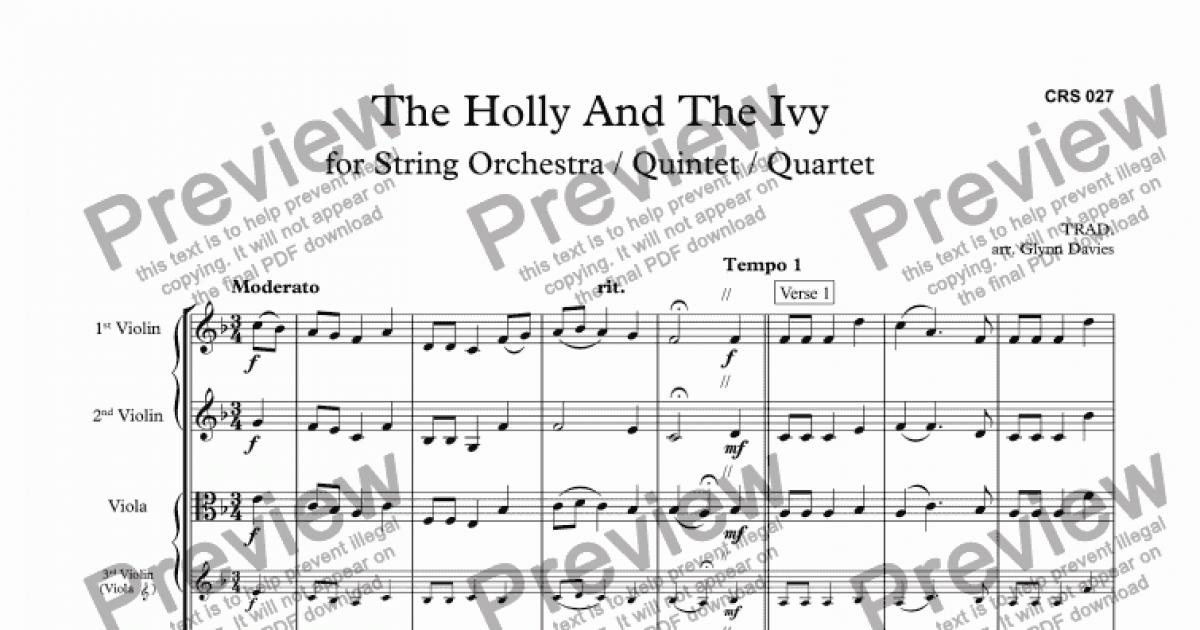 The Holly and the Ivy: Score: String Orchestra Score - Digital Sheet Music  Download