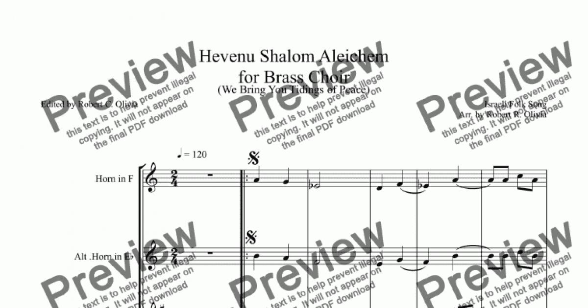 Hevenu Shalom Aleichem - Violin Solo - Digital Sheet Music