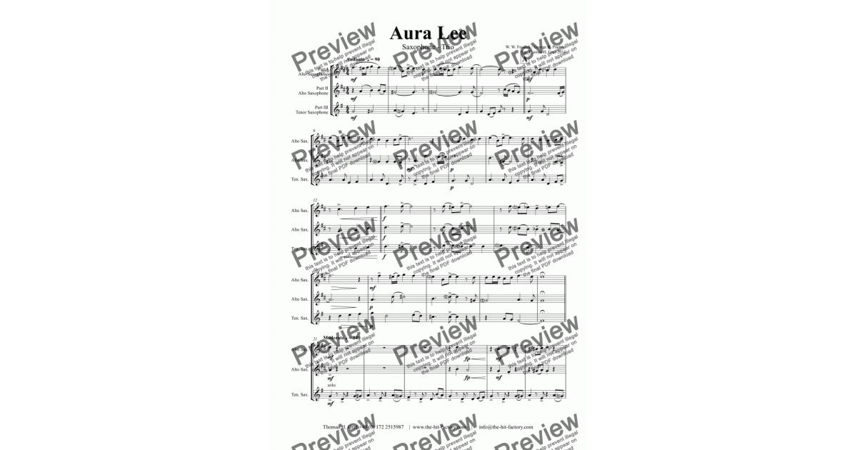 Aura Lee Love Me Tender Elvis Saxophone Trio Download Pdf File 6275