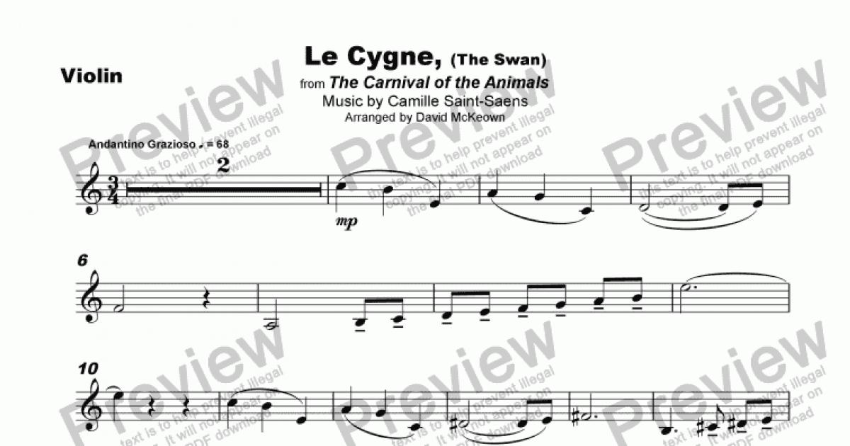 The Swan from Carnival of the Animals (Violin Only) Sheet music for Piano,  Violin (Solo)