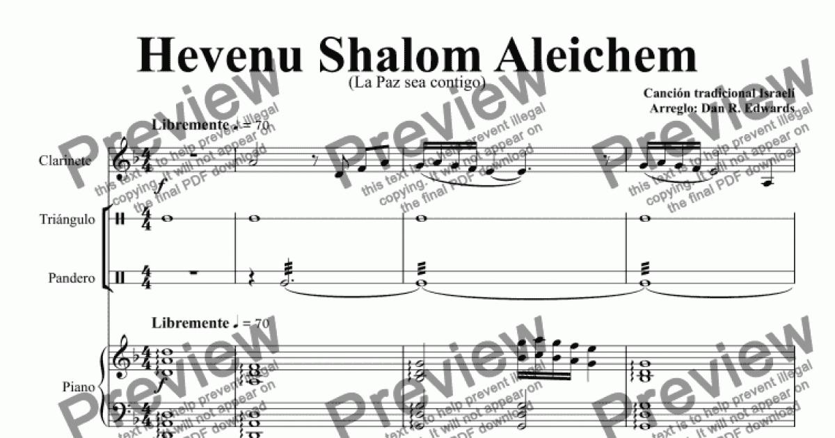 Hevenu Shalom Aleichem - Violin Solo - Digital Sheet Music