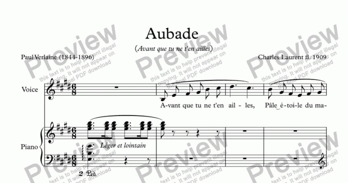 Aubade Charles Laurent Verlaine Download Sheet Music PDF file