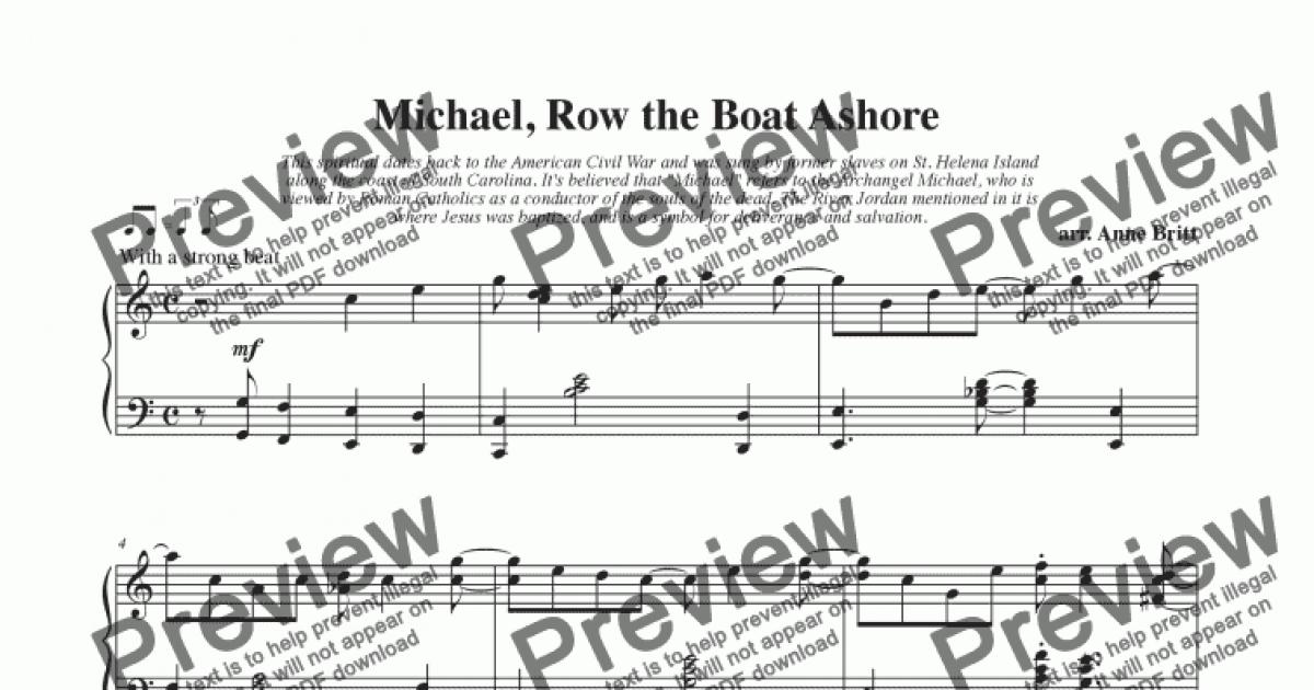 Michael Row the Boat Ashore for Solo instrument Piano by Spiritual Sheet Music PDF file to download