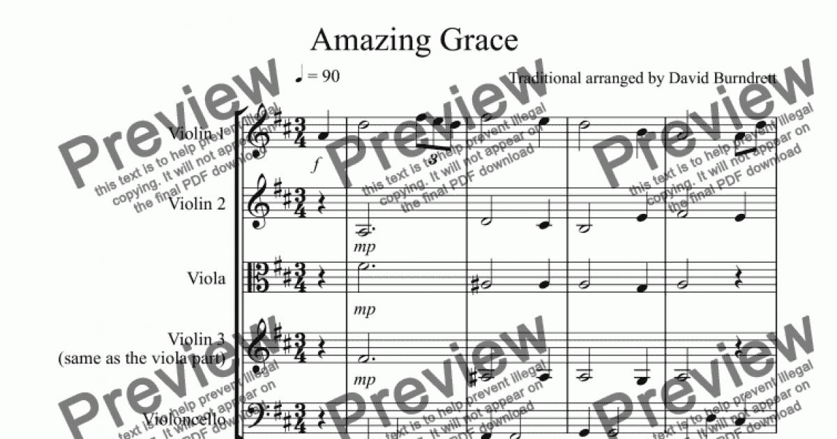 Amazing Grace for String Quartet - Download Sheet Music PDF file