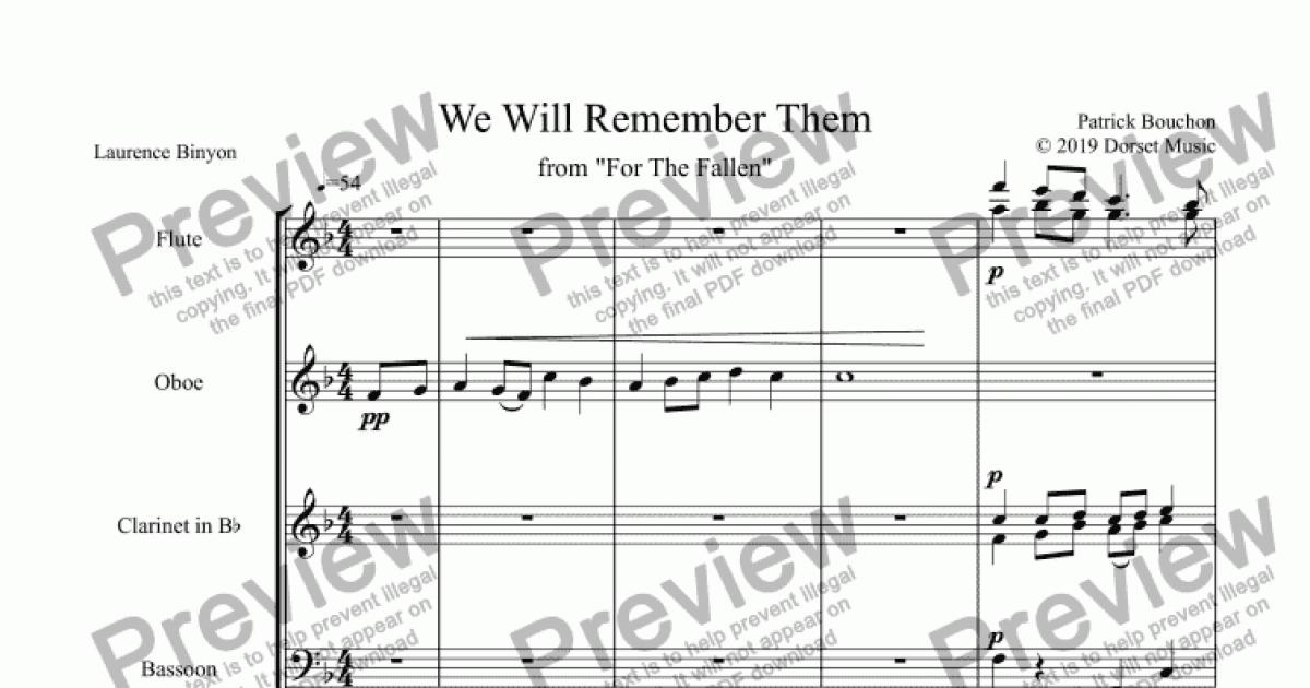 We Will Remember Them for Choir and Orchestra - Sheet Music PDF file