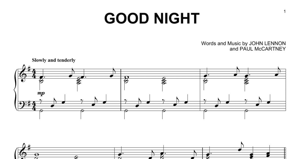 Good Night (Piano Solo) - Print Sheet Music Now