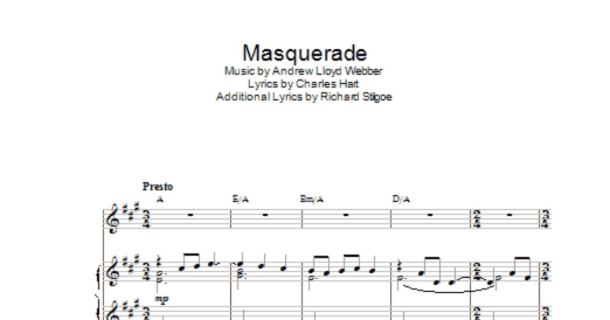 Masquerade from 'The Phantom of the Opera' Sheet Music (Flute